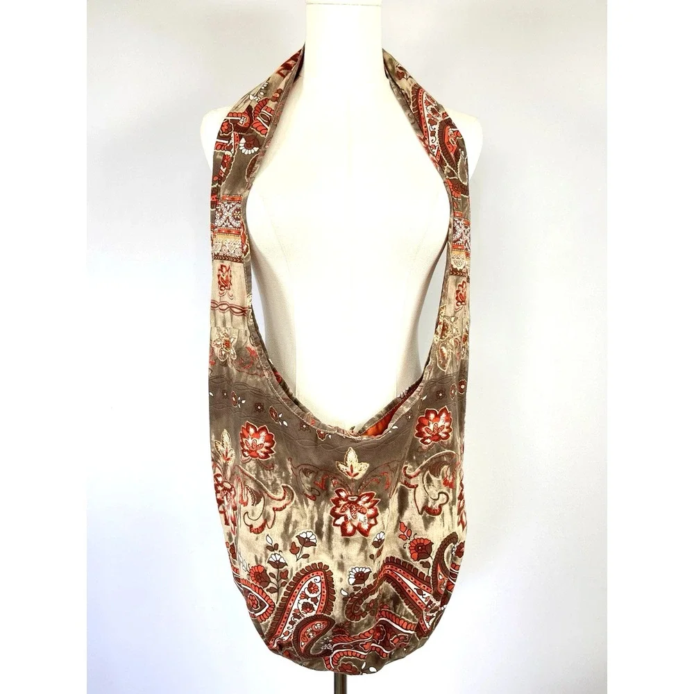 Y2K Old Navy Floral Paisley Glitter Hobo Shoulder Bag Boho Hippie Grunge Fairy